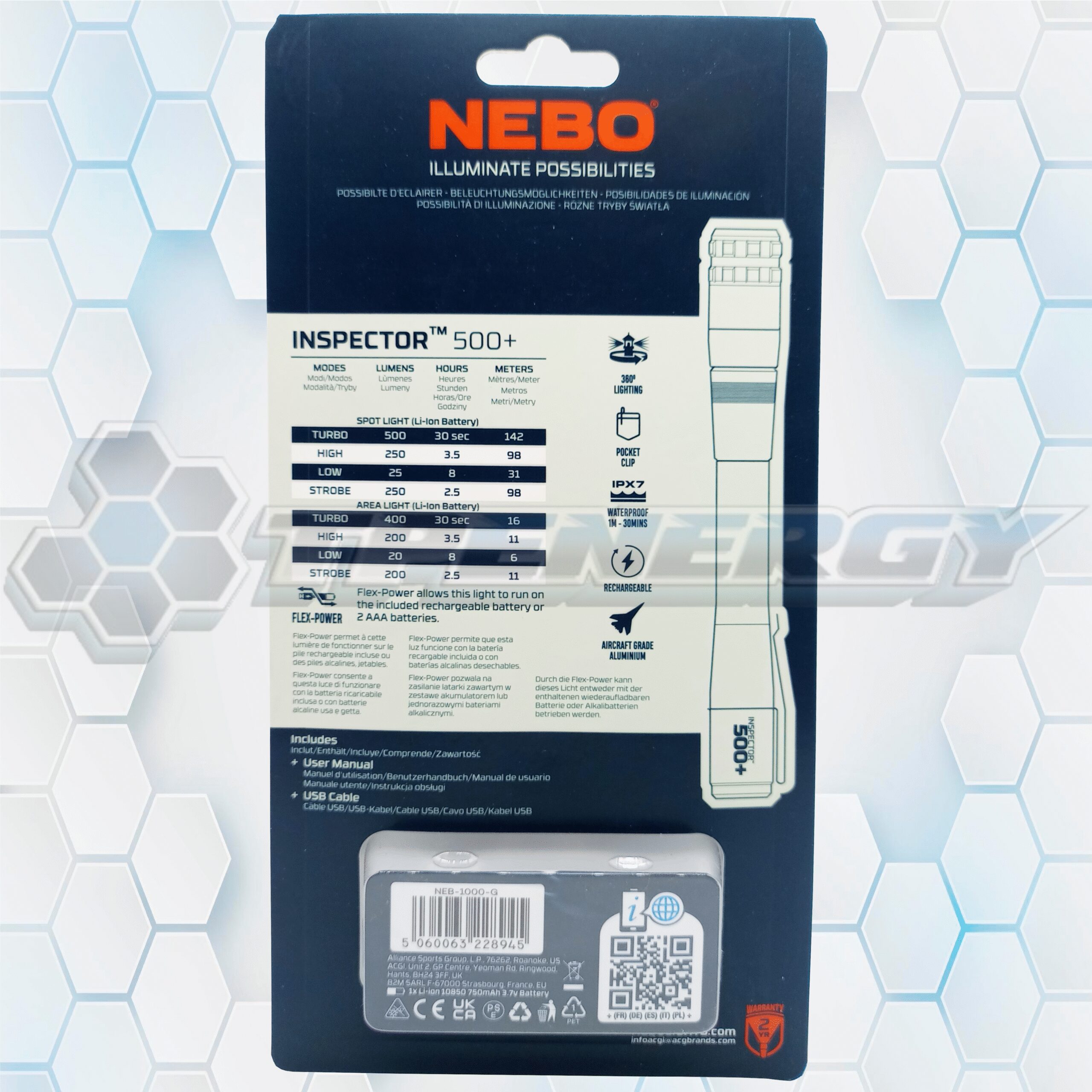 linterna de mano recargable nebo inspector flex 500+ lúmenes Linterna de mano Recargable NEBO Inspector Flex 500+ Lúmenes