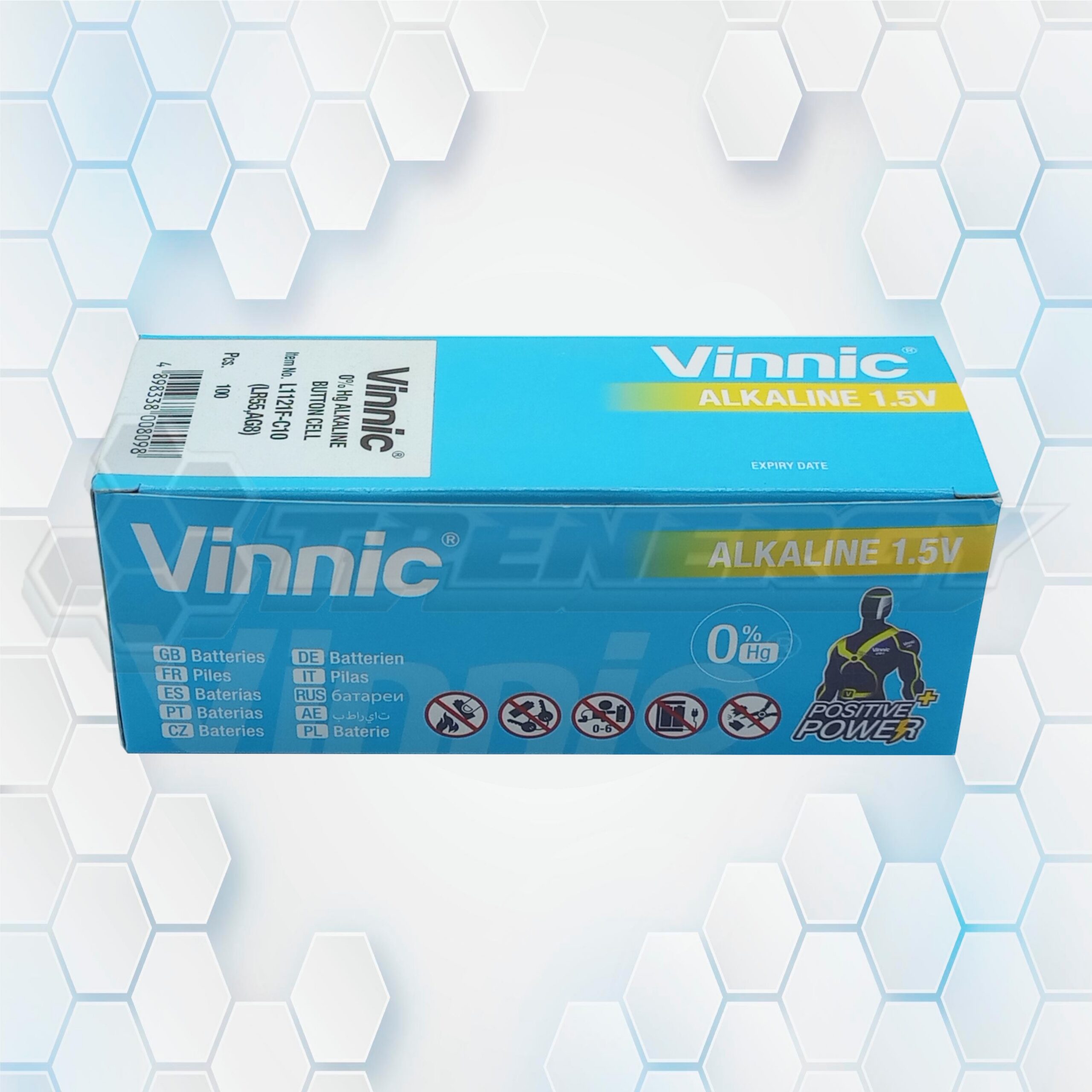 Pila Botón Alcalina LR55 L1121F AG8 1.5 Volt Vinnic BL10 Pila Botón Alcalina LR55 L1121F AG8 1.5 Volt Vinnic BL10