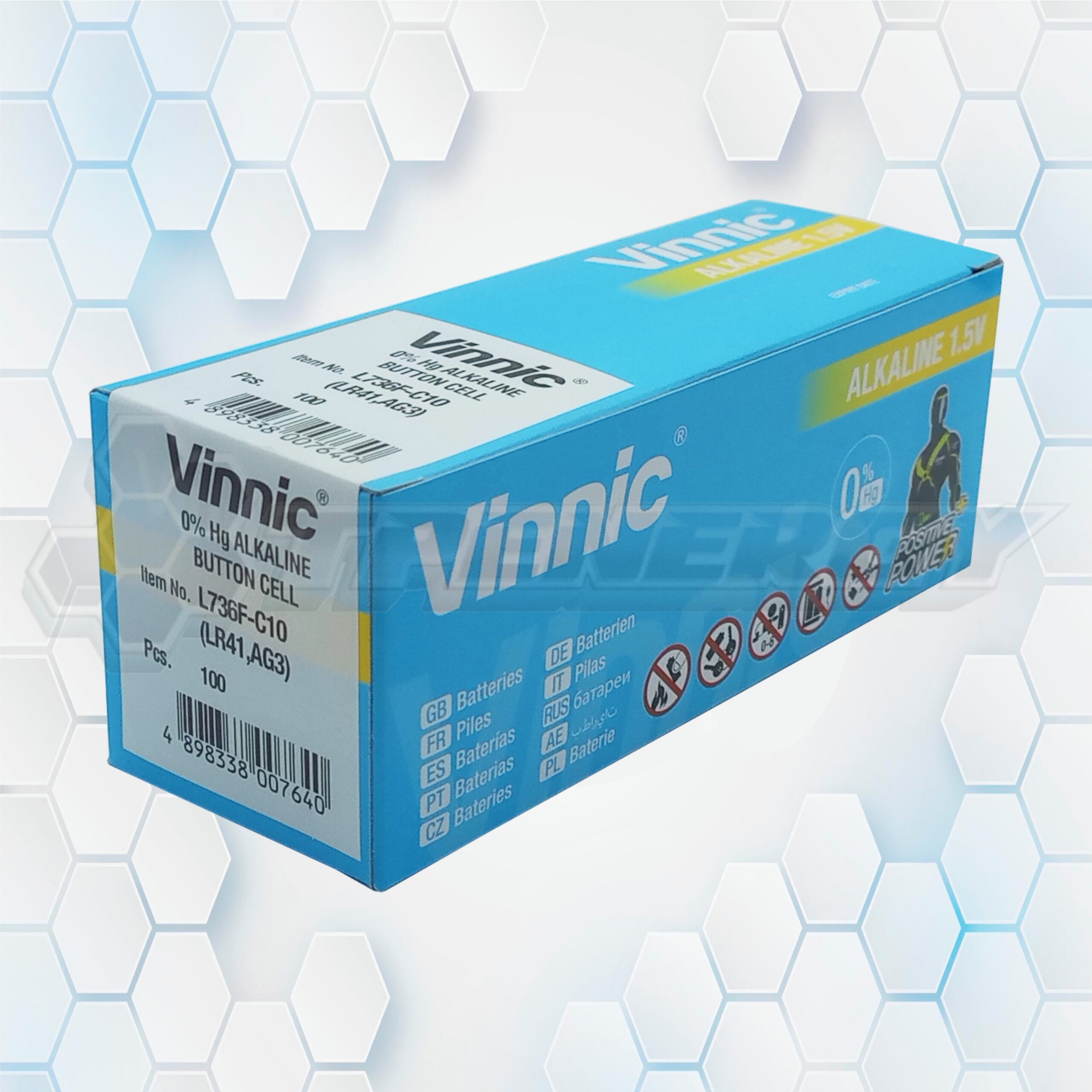 Pila Botón Alcalina LR41 L736F AG3 1.5 V. Vinnic BL10 Pila Botón Alcalina LR41 L736F AG3 1.5 V. Vinnic BL10