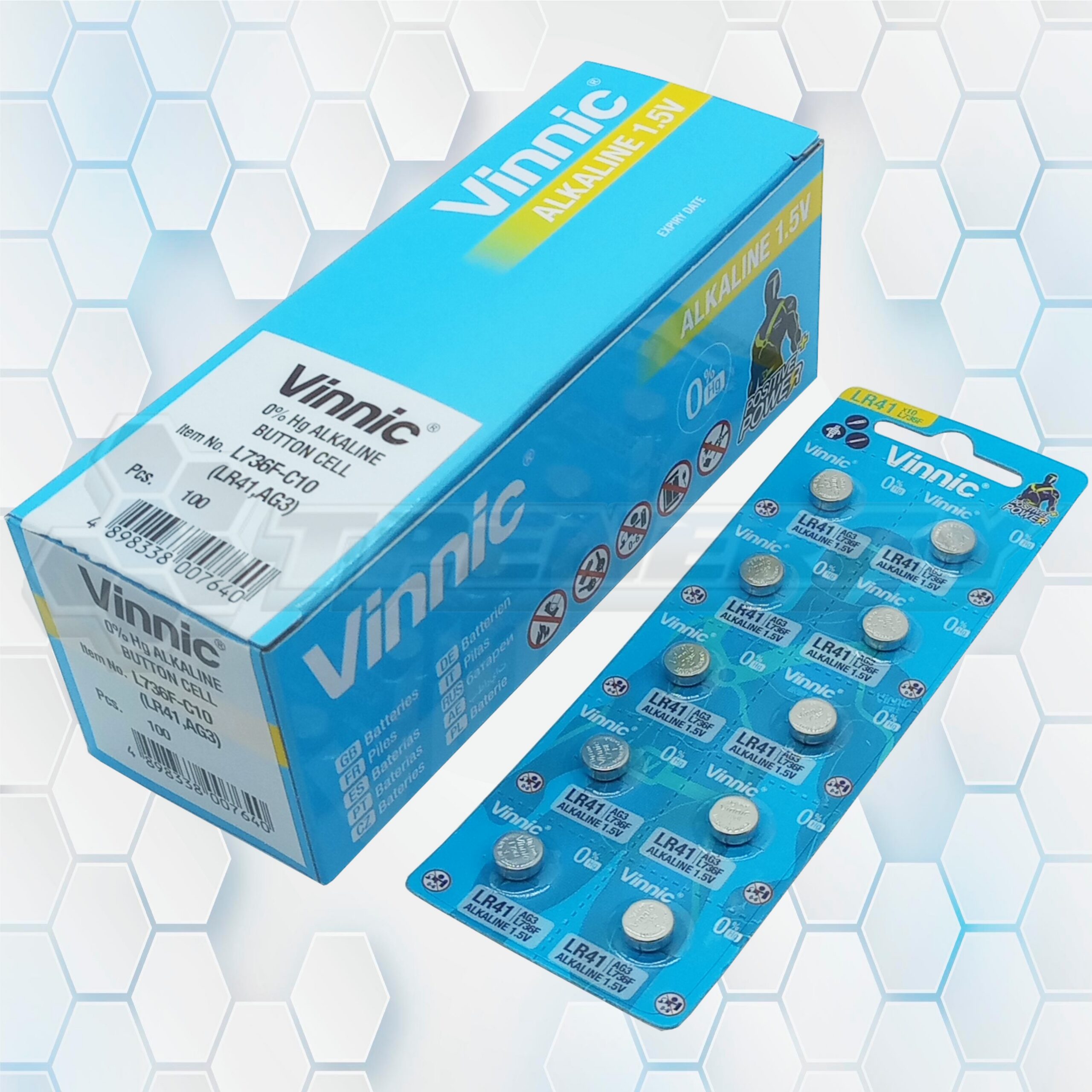 Pila Botón Alcalina LR41 L736F AG3 1.5 V. Vinnic BL10 Pila Botón Alcalina LR41 L736F AG3 1.5 V. Vinnic BL10