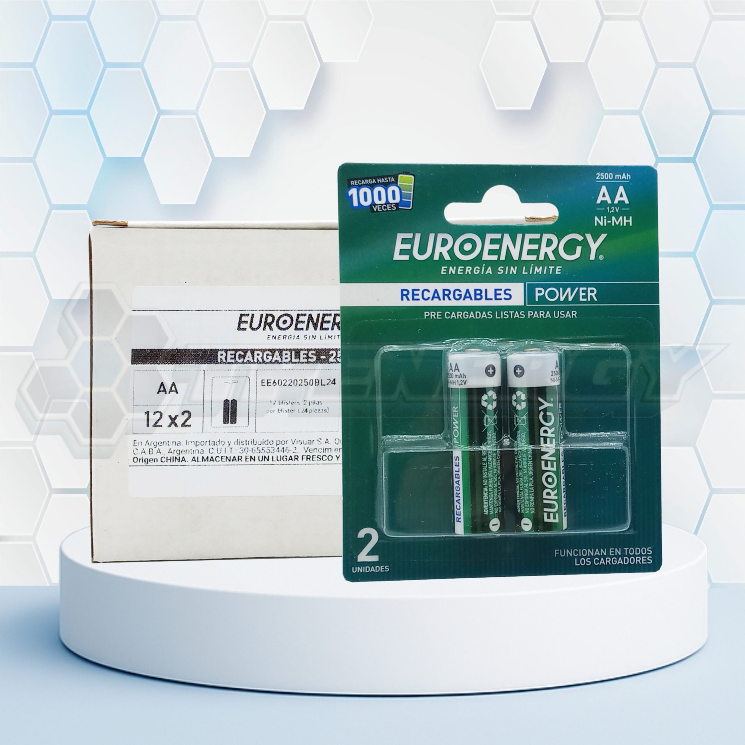 Pila AA Ni-Mh 2500mAh 1.2 V. Recargable Euroenergy BL2 Pila AA Ni-Mh 2500mAh 1.2 V. Recargable Euroenergy BL2