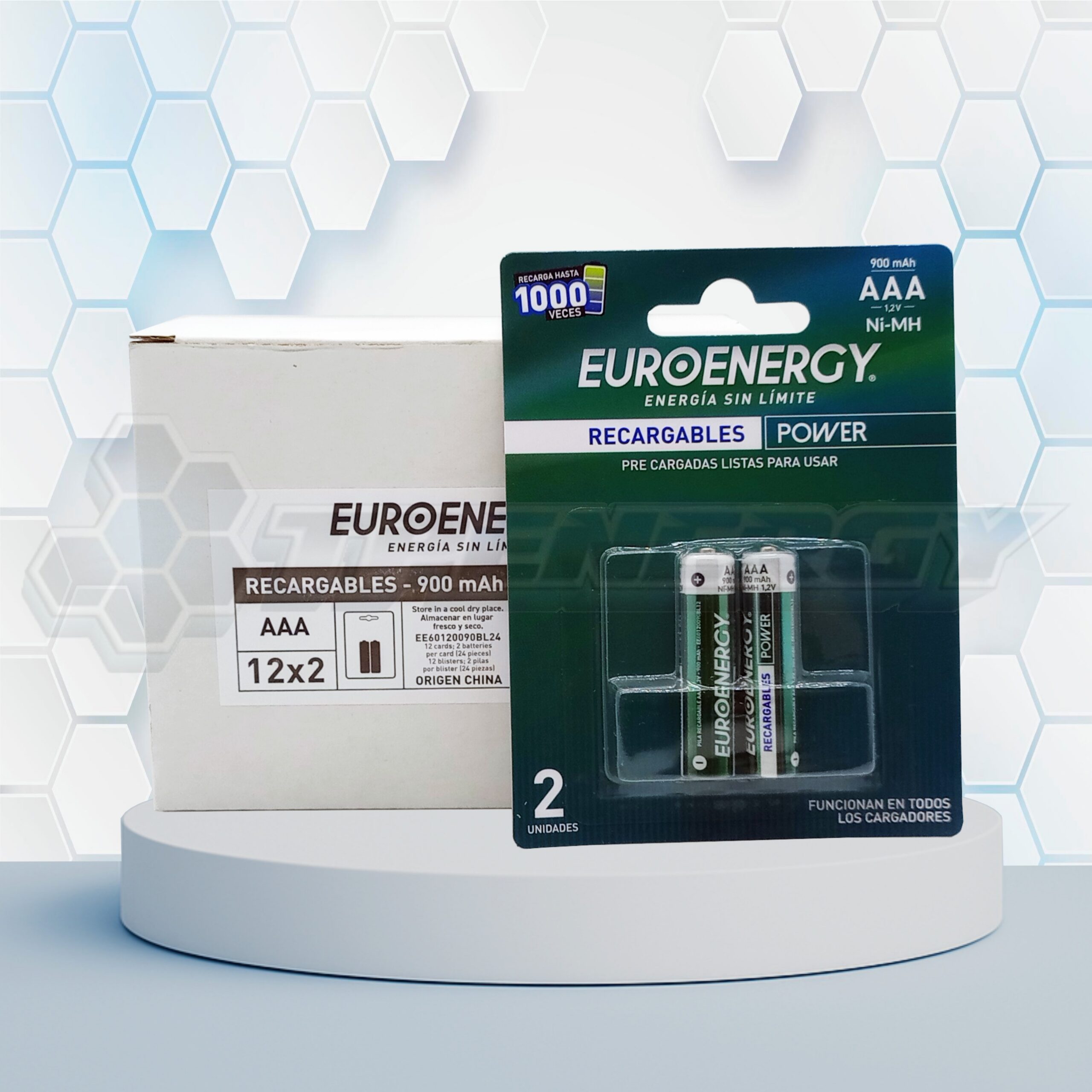 Pila AAA Ni-Mh 900mAh 1.2 V. Recargable Euroenergy BL2 Pila AAA Ni-Mh 900mAh 1.2 V. Recargable Euroenergy BL2