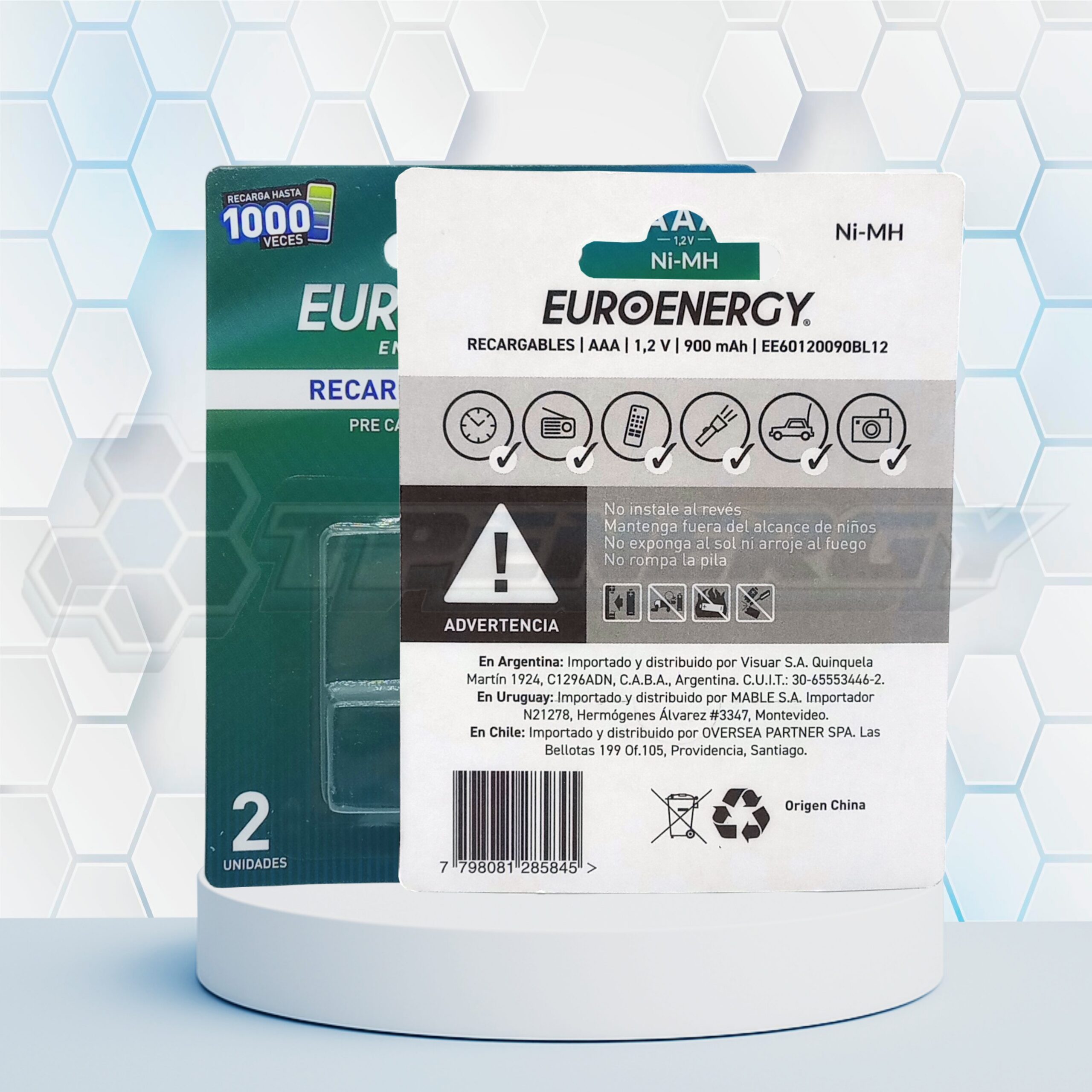 Pila AAA Ni-Mh 900mAh 1.2 V. Recargable Euroenergy BL2 Pila AAA Ni-Mh 900mAh 1.2 V. Recargable Euroenergy BL2