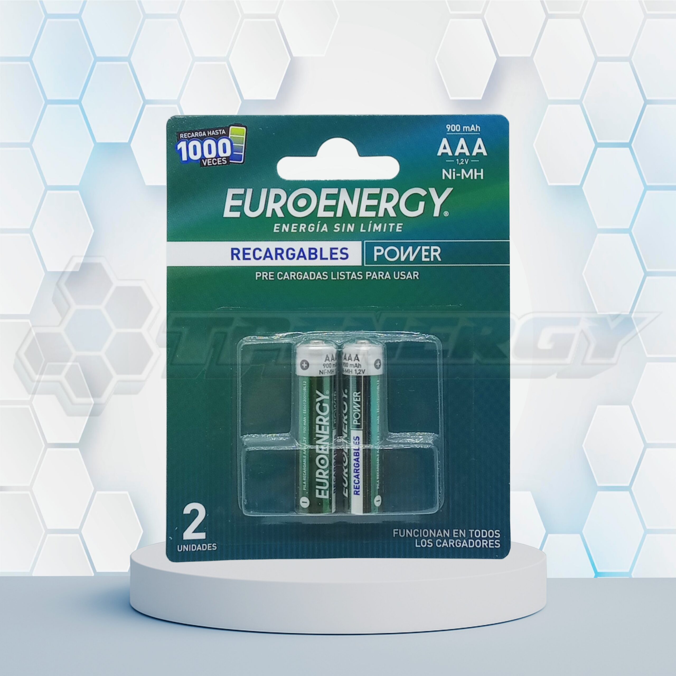 Pila AAA Ni-Mh 900mAh 1.2 V. Recargable Euroenergy BL2 Pila AAA Ni-Mh 900mAh 1.2 V. Recargable Euroenergy BL2