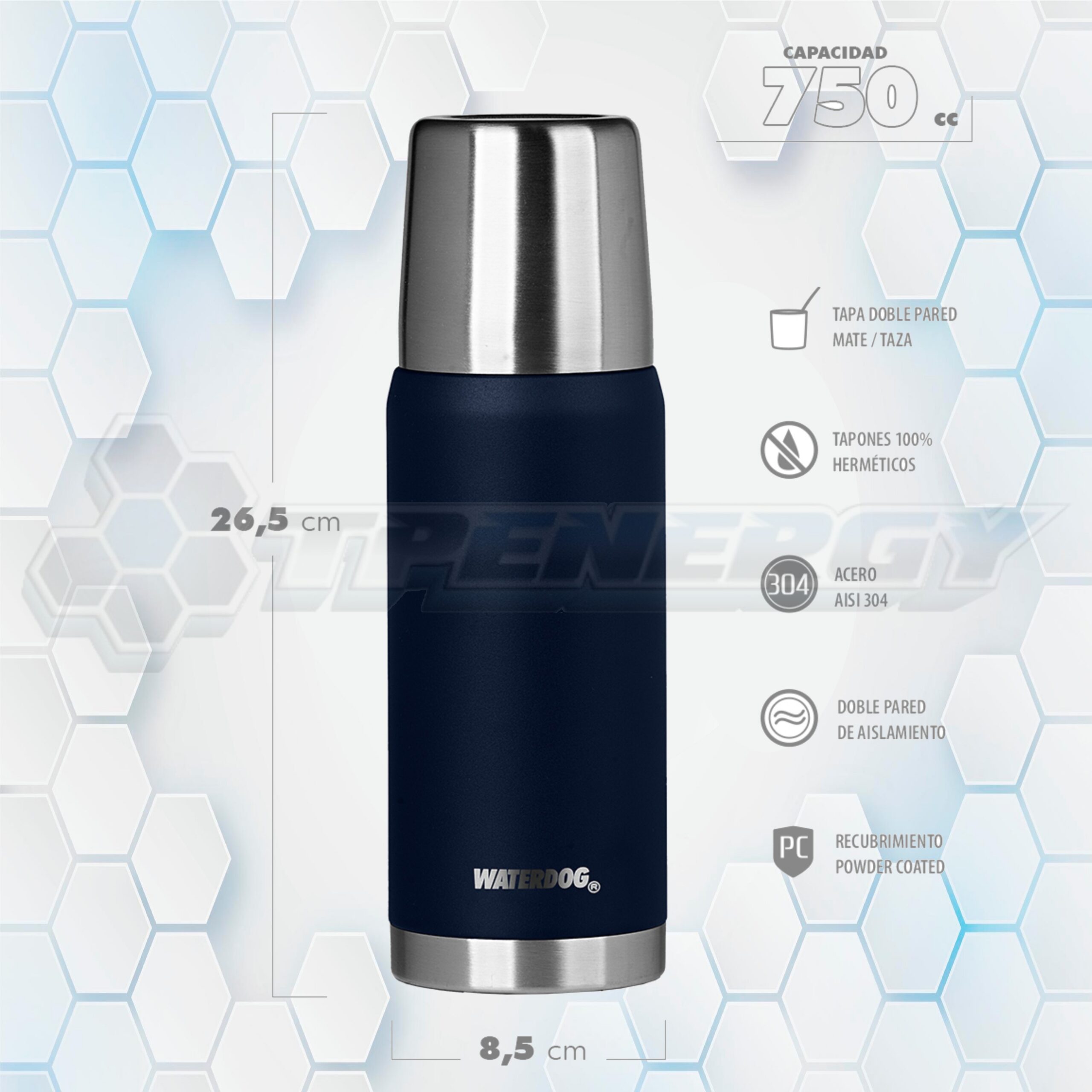 Termo Acero Inoxidable 750mL Waterdog OBUS750IN Termo Acero Inoxidable 750mL Waterdog OBUS750IN