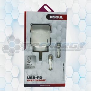 Cargador USB+PD Con Cable Ficha C Soul CVQ-PDTCFC