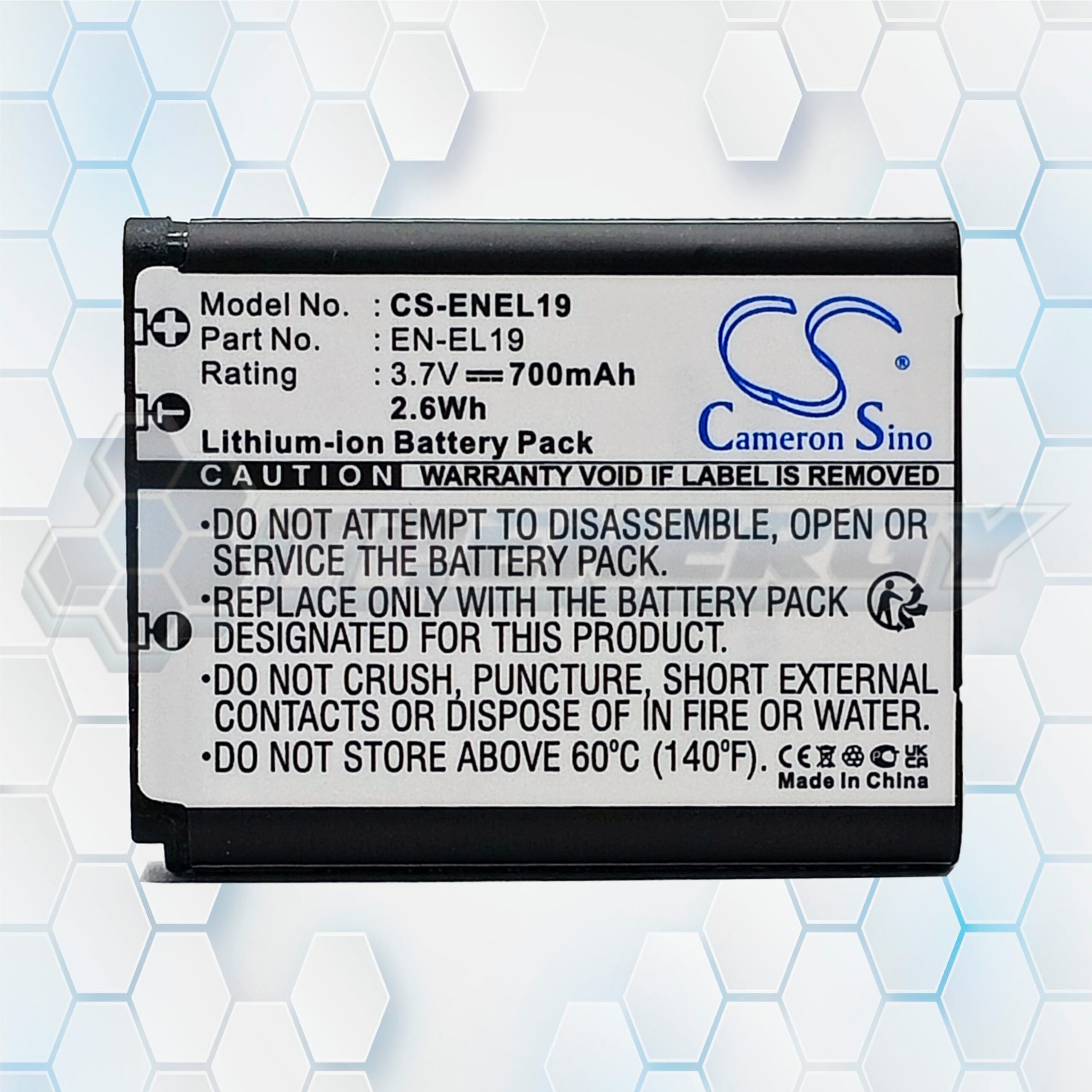 Batería Recargable Cameron Sino EN-EL19 700mAh 3.7V CS-ENEL19 Batería Recargable Cameron Sino EN-EL19 700mAh 3.7V CS-ENEL19